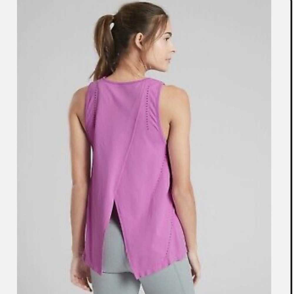 Athleta Women’s Tank Top Seamless Slit Back Yoga Top Semi-Fitted Size: Small - Picture 5 of 5